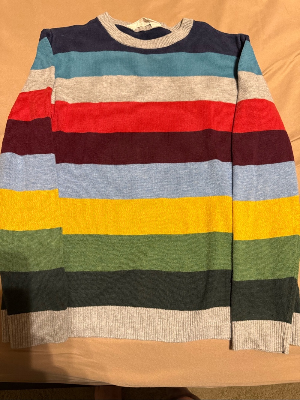 Colorblock Striped Crewneck Sweater - Multicolor